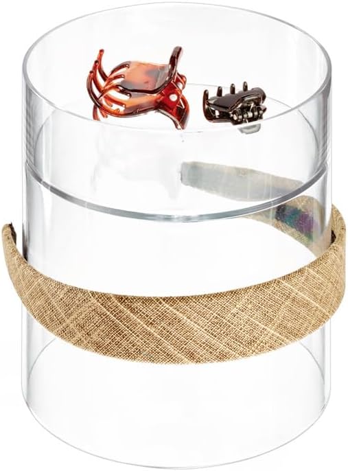 iDesign Clarity Collection Hair Accessories Organizer Canister, Clear | 6" x 6" x 7"