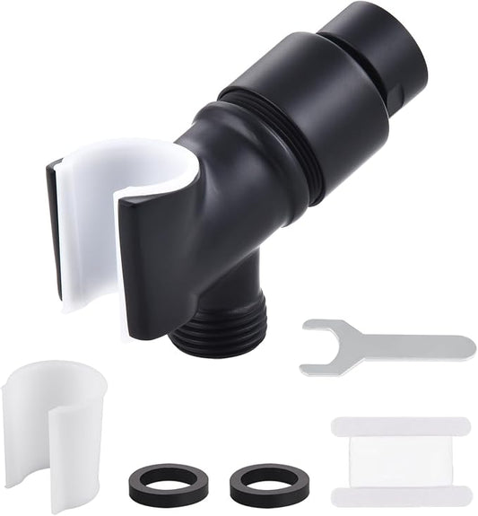 All Metal Handheld Shower Head Holder, Adjustable Shower Wand Holder with Brass Pivot Ball，Shower Arm Holder Mount for Connecting Shower Arm and Shower Hose，Black