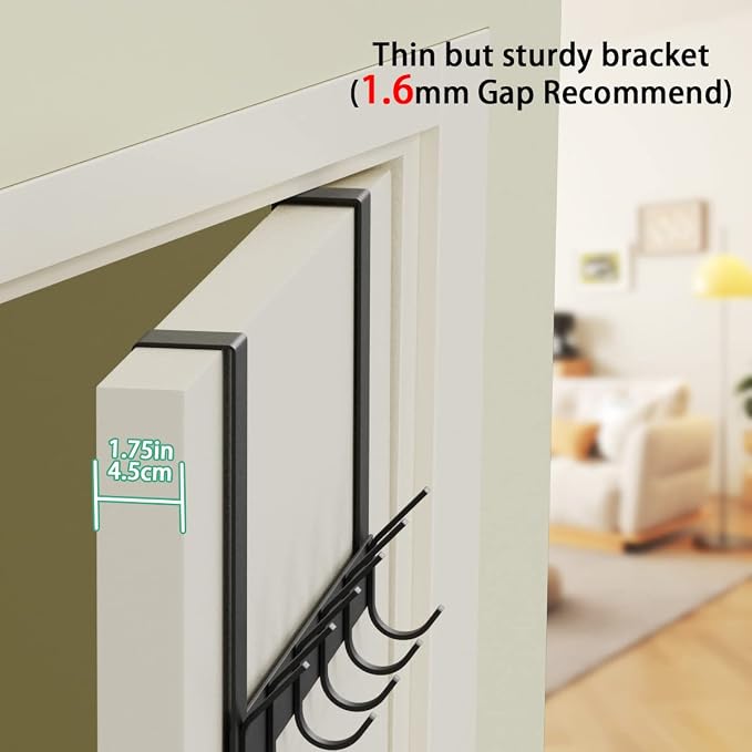 YUMORE Over the Door Hooks, Heavy Duty Door Hanger, Matte Black | Stainless Steel, Rust Resistant Finish, Long Arm Design for Easy Reach, Space-Saving Design, Fits Bathroom & Bedroom Doors