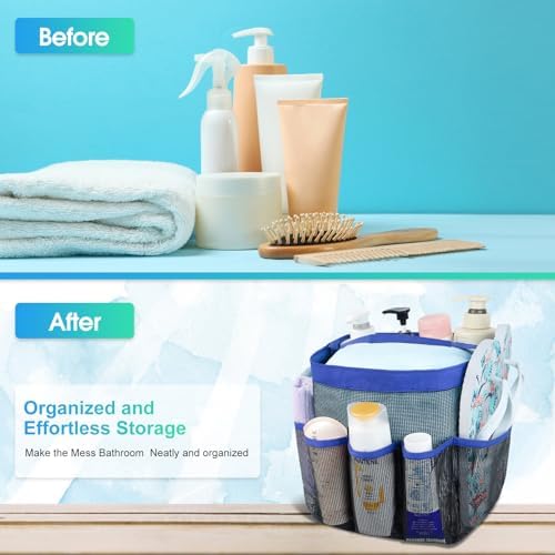 Mesh Shower Caddy Portable - 9 Pockets for College Dorm Room Essential