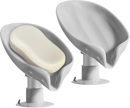 2 Pack Suction Soap Dish for Shower, No-Drill Drain Holder, Removable | 45° Self-Draining Design, Removable for Cleaning, for Shower & Kitchen