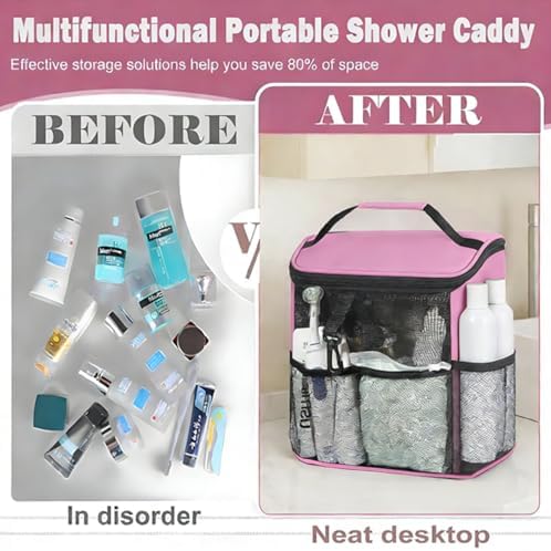 Mesh Shower Caddy Portable for College Dorm Room Essentials for Girls Large Capacity Shower Bag,Quick Dry Hanging Organizer Toiletry Bag for with Handle for Bathroom,Gym,Travel,Swim,Beach