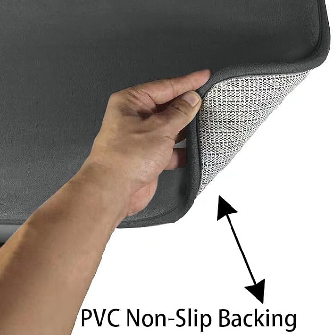Madeals Memory Foam Bathroom Toilet Rug Set 4 Piece with Toilet Lid Cover and Tank Covers Carbon Gray