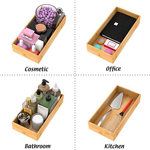 Bamboo Kitchen Drawer Organizer 12"x 6", Storage Box for Utensil Organizer