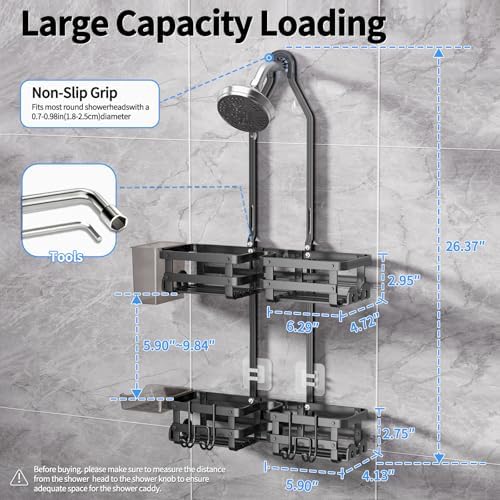 GAOKASE Aluminum Shower Caddy Hanging, Never Rust Shower Organizer