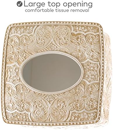 Creative Scents Victoria Beige Square Tissue Box Cover with Bottom Slider