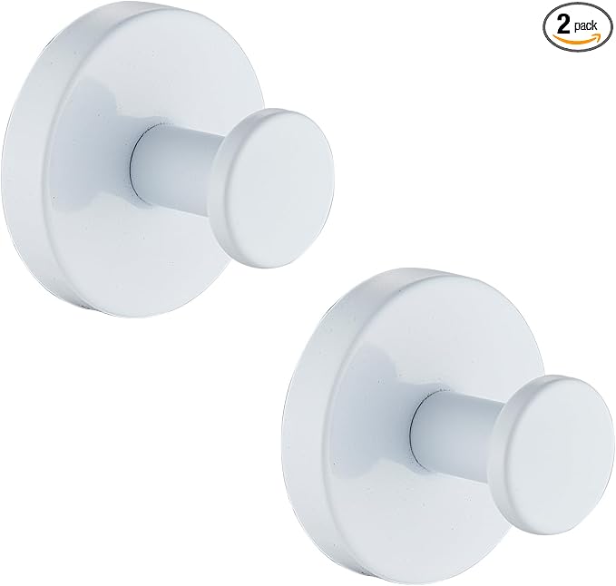 Suction Cup Hooks for Shower, Wreath Hangers for Front Door, Glass Door & Window - Strong Towel, Bath Robe, Loofah Hook Holder for Hanging up to 15 lbs - Waterproof (White, 2 Pack)
