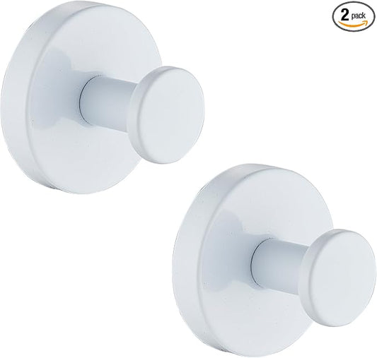 Suction Cup Hooks for Shower, Wreath Hangers for Front Door, Glass Door & Window - Strong Towel, Bath Robe, Loofah Hook Holder for Hanging up to 15 lbs - Waterproof (White, 2 Pack)