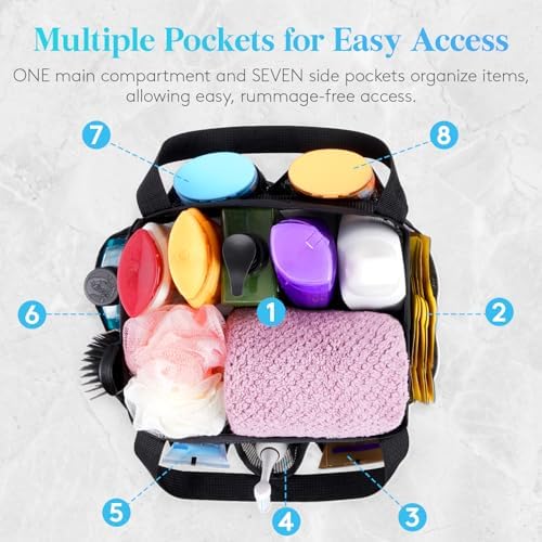 Lifewit Mesh Shower Caddy Portable, Dorm Room Essential, 2 Pack, Black&Pink