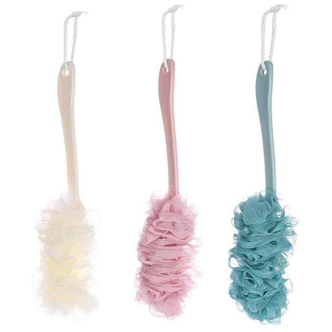 Back Scrubber for Shower,Loofah Long Handle Bath Body Brush,Soft Nylon Mesh Sponge for Shower,Loofah On a Stick for Men Women,Exfoliating Scrub Cleaning Luffa for Elderl(3Pack-Mix)
