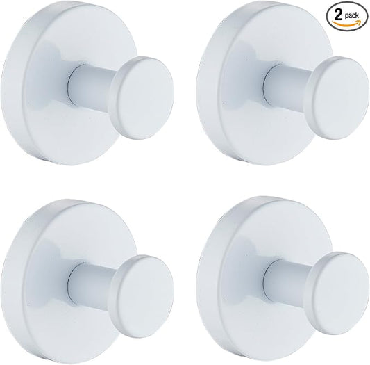 Suction Cup Hooks for Shower, Wreath Hangers for Front Door, Glass Door & Window - Strong Towel, Bath Robe, Loofah Hook Holder for Hanging up to 15 lbs - Waterproof (White, 4 Pack)