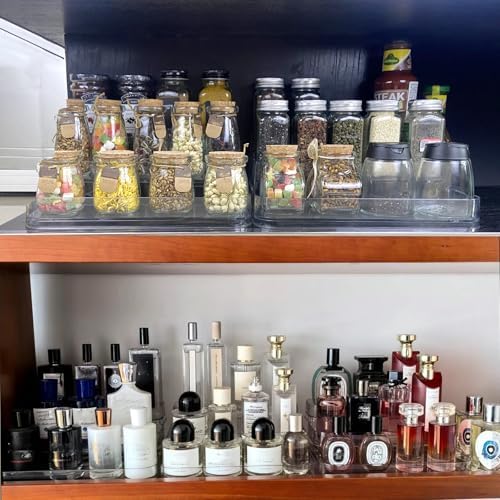 3 Tier Spice Racks, 2Pack Tiered Shelf Organizer, Clear Acrylic Racks for Medicine and Perfume, Tiered Racks for Kitchen Counter Pantry Cabinet (2 Pack)