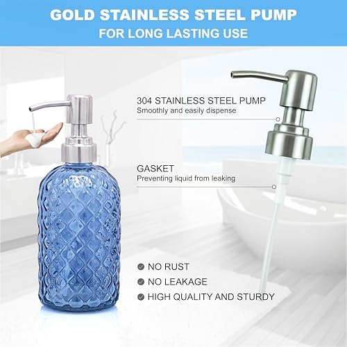 LaMarriti Blue Bathroom Accessories Set, 4Pcs Clear Glass Bathroom Set