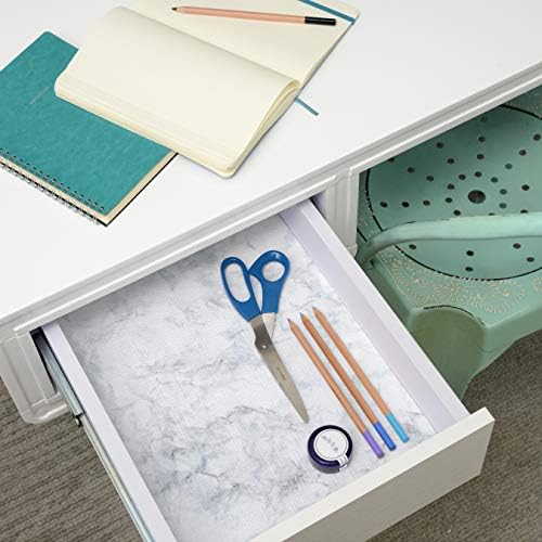 Con-Tact Brand Grip Prints Shelf Liner, Durable and Non-Adhesive Liners, Non-Slip Drawer and Cabinet Liner, 18" x 4', Carrara Marble, Pack of 3 Roll