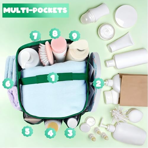Mesh Shower Caddy Portable - 9 Pockets for College Dorm Room Essential