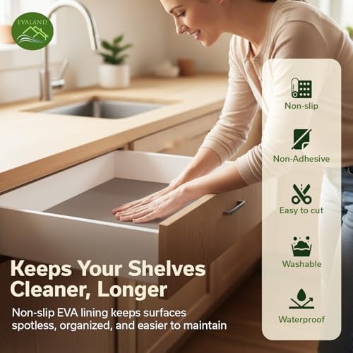 EVALAND Shelf Liner Cabinet Liner Non-Adhesive Drawer Liner 12 in x 33 FT