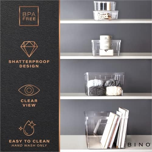 BINO | Plastic Storage Bins, X-Small - 5 Pack | THE LUCID COLLECTION | Multi-Use Built-In Handles BPA-Free Clear Storage Containers | Fridge Organizer | Pantry & Home Organization