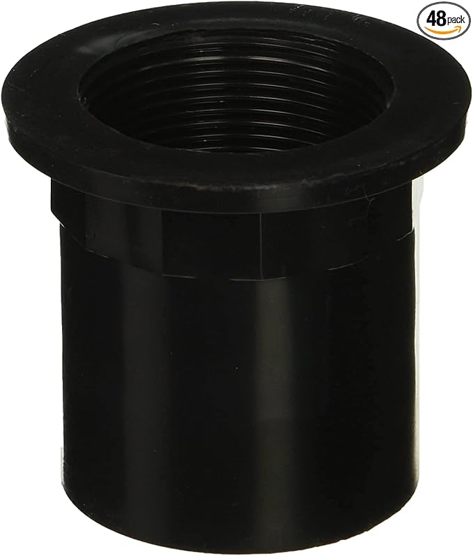 Westbrass 442A-48 1-1/2" NPMS Thread x 2-1/2" Straight Tub Drain Adapter with Slip Inlet, Sch 40 ABS Black (48-Pack)