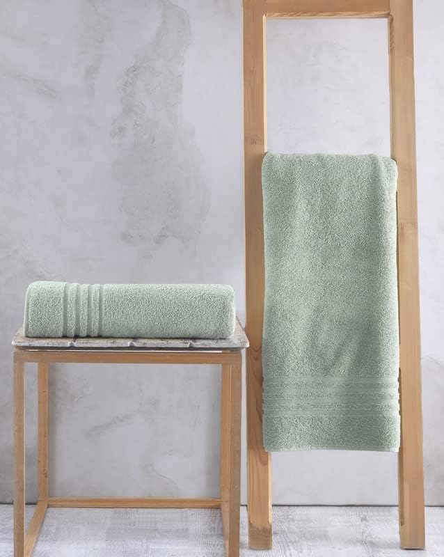 Hawmam Linen Jumbo Large Bath Sheets Towels 2 Pack Soft and Absorbent, Premium Quality 100% Cotton Towels (Light Green, Bath Sheet)