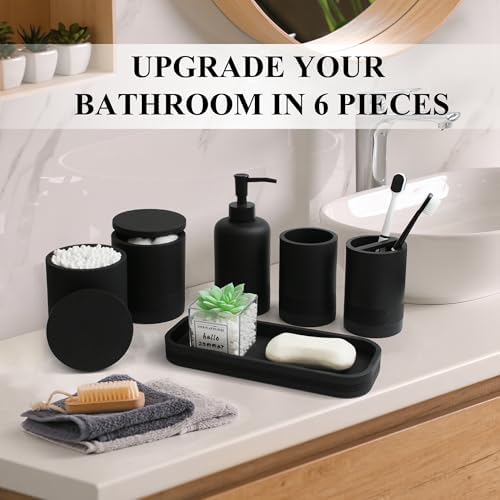 LIN CHUAN 6-Piece Bathroom Accessories Set, Modern Bathroom, Black