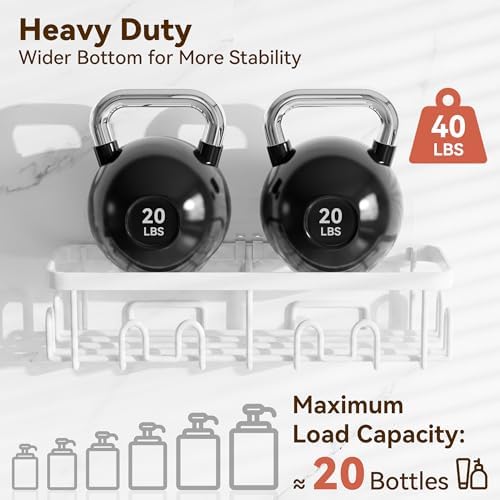YASONIC Shower Caddy Adhesive, Rustproof Shower Organizer, Wall Shower Rack