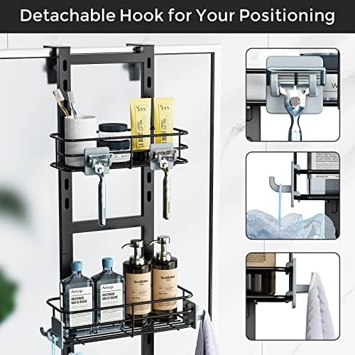 ODesign 3-Tier Over the Door Shower Caddy Hanging,Black