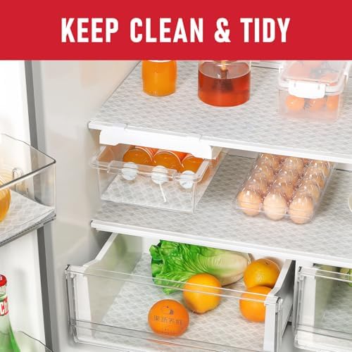 Cooyes 12 PCS Refrigerator Liners, 12" x 24" Non-Slip Fridge Liners Strong Absorbent Washable Non-Adhesive, Refrigerator Shelf Liners and Mats for Shelves, Drawers, Kitchen Cabinets(Gray Slate)