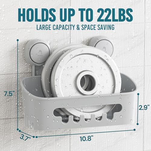 TAILI Shower Caddy Suction Cup, Bathroom Organizer Shelf Grey
