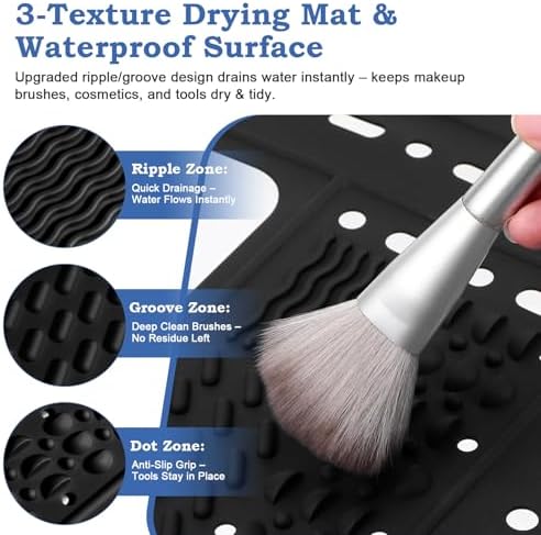 Bathroom Sink Cover for Counter Space,Foldable RV Sink Cover,Heat-Resistant Silicone Makeup Brush Cleaner Mat with Reinforced Steel Rod Frame,21.7x16.9 Inch Sink Covers with Hanging Loop