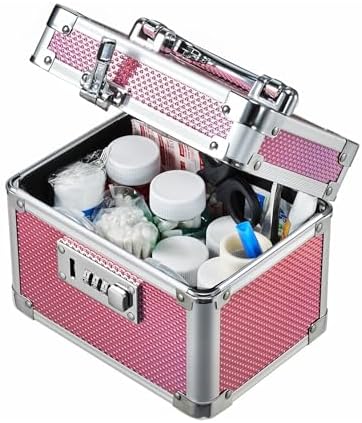 Medicine Lock Box with 3-Digit Combination Lock – Pink Lockable Storage Box for Medication, Small Lock Box for Valuables, 7" Locking Medicine Box, Lock Box for Home Travel Dorm