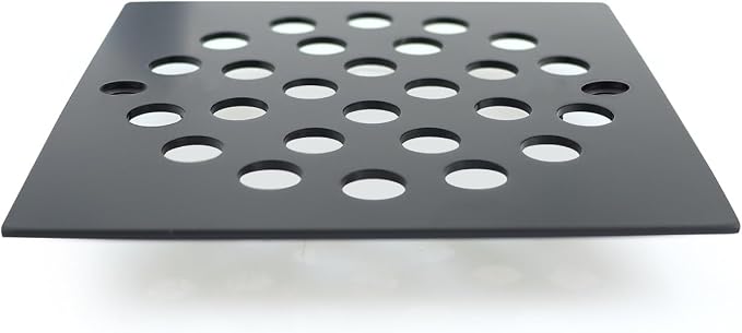 4 Inch Screw-in Square Floor Drain Cover Replacement Shower Grates with Screws,304 Stainless Steel (Black)