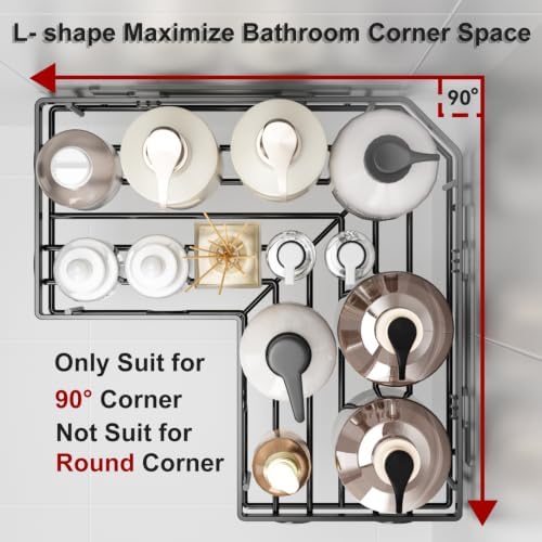 Liuoud Corner Shower Caddy 5 Pack Adhesive Stainless Steel Organizer Black