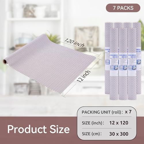 FIFTY FEET 12"x120" Non-Adhesive Shelf Liner for Kitchen Cabinets and Drawers, Washable Non-Slip PVC Cabinet Liner (Red Circle)(7 Roll)