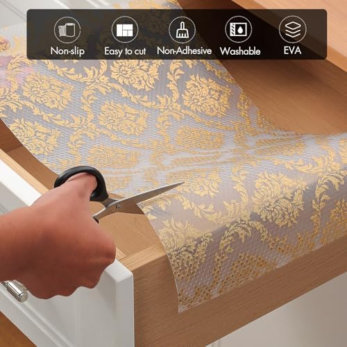 Cooyes Shelf Liner, Non Adhesive Kitchen Drawer and Cabinet Liner