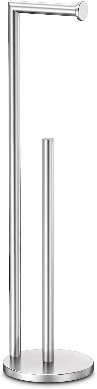 Toilet Paper Holder Stand, Rustproof Bathroom Free Standing, Brushed Nickel | Stainless Steel Toilet Paper Holder,Toilet Paper Roll Holder for 4 Rolls with Non-Slip Stable Base,Bathroom Organizers