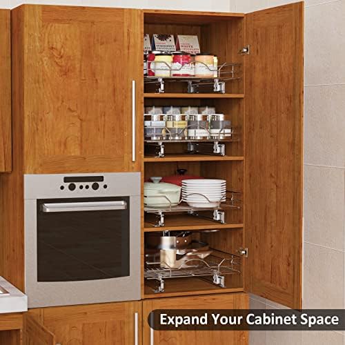 ROOMTEC Pull Out Cabinet Organizer - 20" W x 21" D, Slide Out Storage Shelves, Fits 21.5" Opening Cabinet