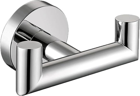 Towel Hooks for Bathrooms, Polished Chrome Towel Hook for Kitchen Bathroom, SUS304 Stainless Steel Coat Hook, Heavy Duty Double Towels Holder Hooks for Hanging Towels, Coats,Clothes,Wall Mount, 1 Pack