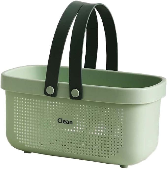 Medium Bathroom Caddy,Portable Shower Caddy Green,Plastic Bathroom Organizer Basket, Waterproof Shower Storage, Dries Quickly with Drainage Holes 12.4 * 6.14 * 7inch - Light Green