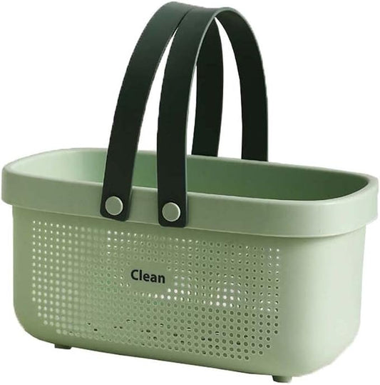 Medium Bathroom Caddy,Portable Shower Caddy Green,Plastic Bathroom Organizer Basket, Waterproof Shower Storage, Dries Quickly with Drainage Holes 12.4 * 6.14 * 7inch - Light Green