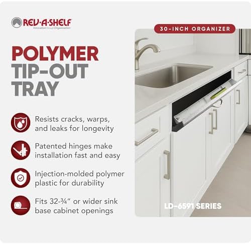 Rev-A-Shelf 30" Plastic Tip-Out Tray Organizer for Sink Base Cabinets