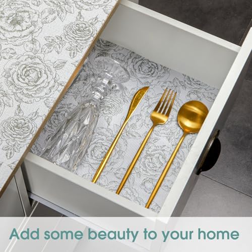 Drawer and Shelf Liner for Kitchen Cabinets, Rose, 18IN X 20FT