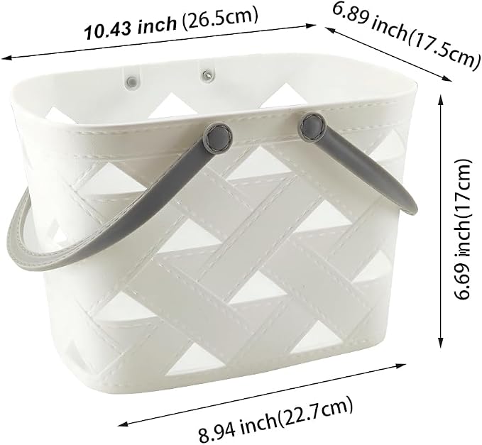 Portable Shower Caddy 2 Pack, Tote Plastic Storage Basket with Handle Shelf Organizers Bin for Bathroom, College Dorm, Kitchen, Garden, Camping, Cleaning Supplies (White 1 pcs)