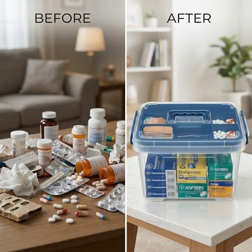 Pulseplay Clear Medicine Storage Box with Handle Blue