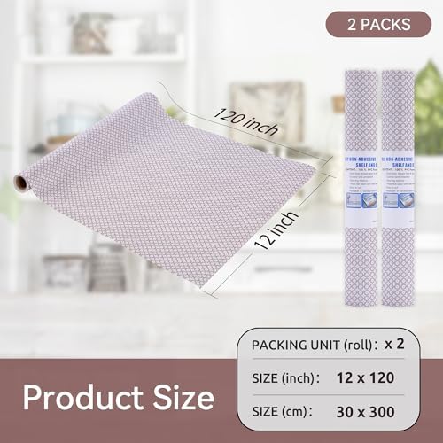 FIFTY FEET 12"x120" Non-Adhesive Shelf Liner for Kitchen Cabinets and Drawers, Washable Non-Slip PVC Cabinet Liner (Red Circle)(2 Roll)