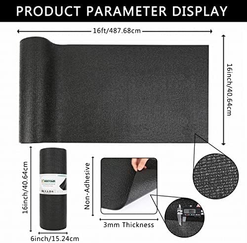 Foam Toolbox Liner Drawer Liner, Non-Slip Shelf Liners 16" W x 193" L Black
