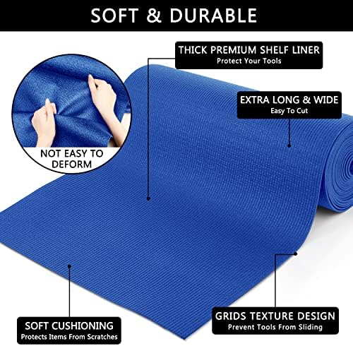 Foam Toolbox Liner Drawer Liner, Non-Slip Shelf Liners 16" W x 193" L Blue