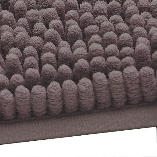 Madeals Chenille Bath Rug Set 4 Piece with Toilet Lid Cover and Rug Set Combo, Soft Shaggy Bath Rug Set 3 Piece and U-Shaped Toilet Floor Rug Taupe