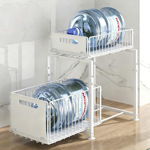 Under Sink Organizer, 2-Tier Multi-Use Kitchen and Bathroom Organizers and Storage, Slide Out Thickened Metal Under The Sink Organizer for Kitchen Bathroom Pantry (Style A Black, 1 Pack)