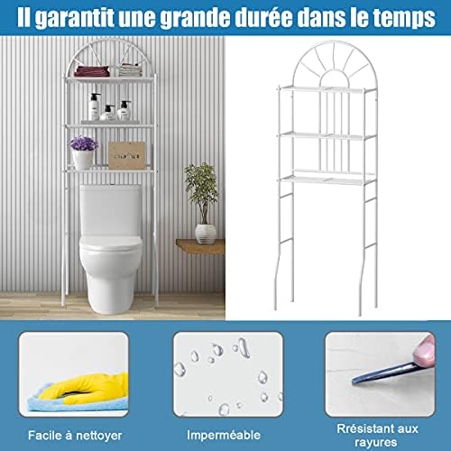 DORTALA 3-Tier Over The Toilet Storage Rack, 3-Tier Bathroom Space Savor, Morden Free Standing Iron Tube Bathroom Shelf, Bathroom Organizer Toilet Rack for Home Bathroom, 23.5" x 13" x 68", White