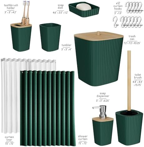 Clara Clark Bathroom Set, Shower Curtain Set, Bathroom Accessory Set
